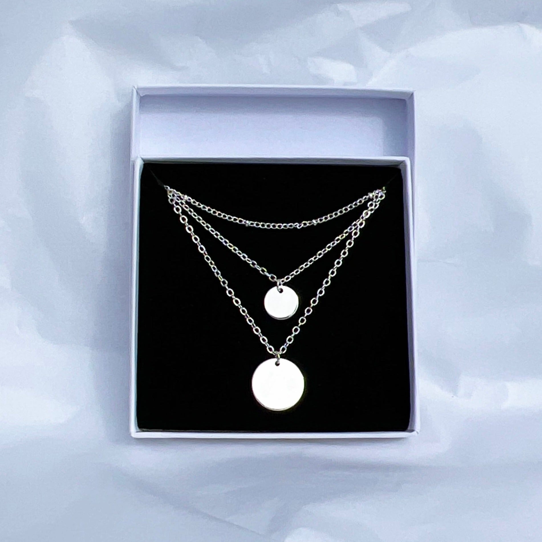 Silver multi disc on sale necklace